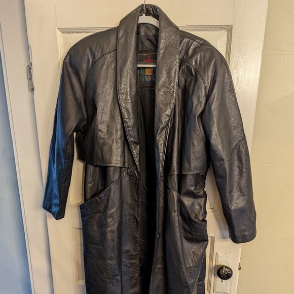Ada Classics Jackets & Blazers - VINTAGE Ada Classics Black Leather Trench Coat